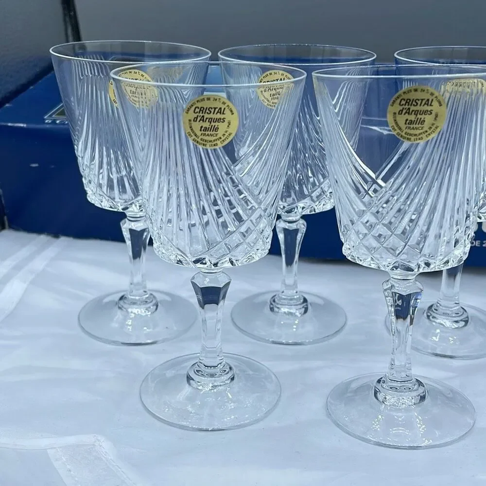 NWT set of 6 Cristal d’Arques taille cut 24% lead Chrystal glasses.